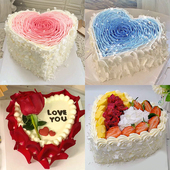 仿真爱心蛋糕模型2026新款 网红奶油花瓣生日假蛋糕塑胶橱窗样品