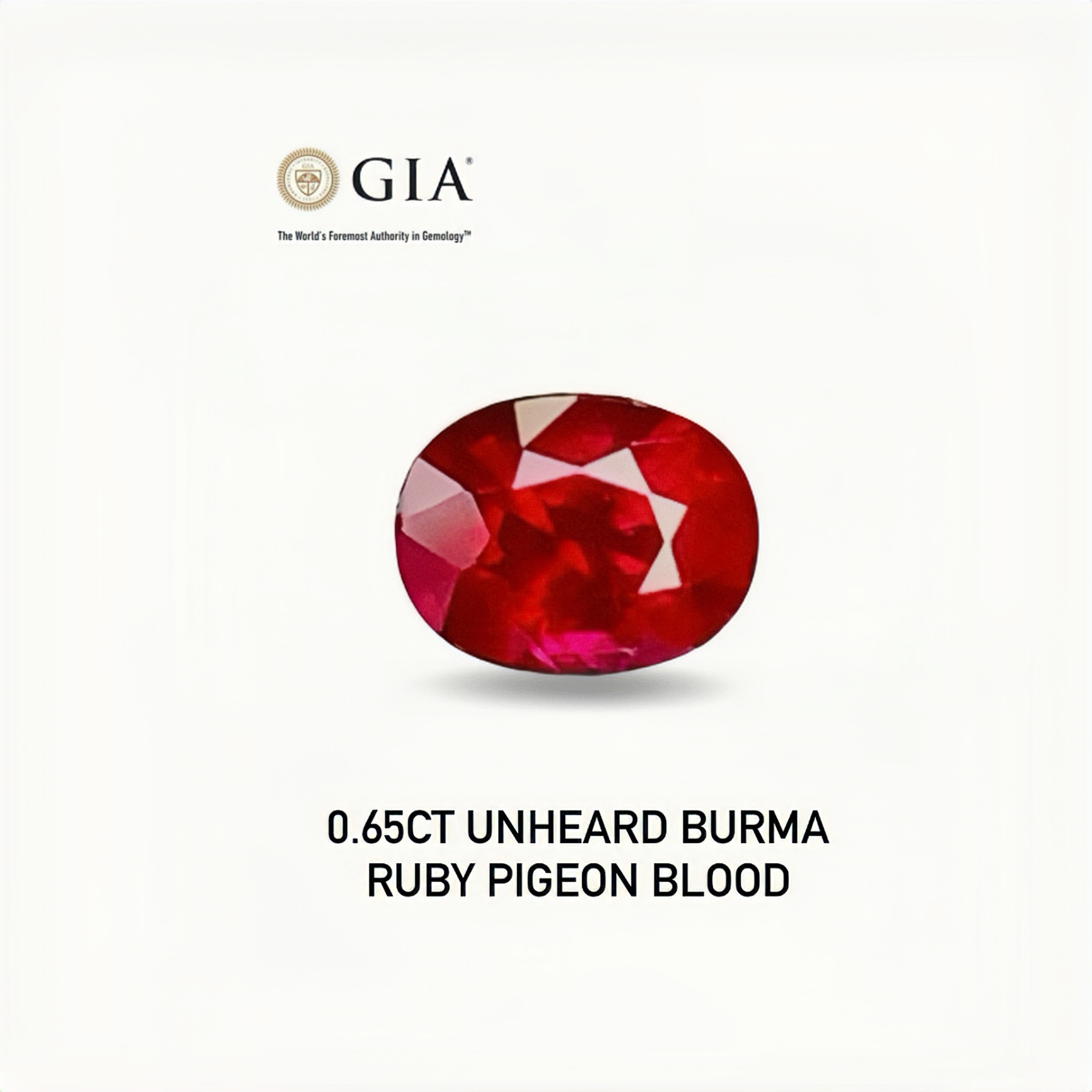 GIA天然缅甸无烧鸽血红红宝石0.65克拉裸石戒面拍卖级红宝石