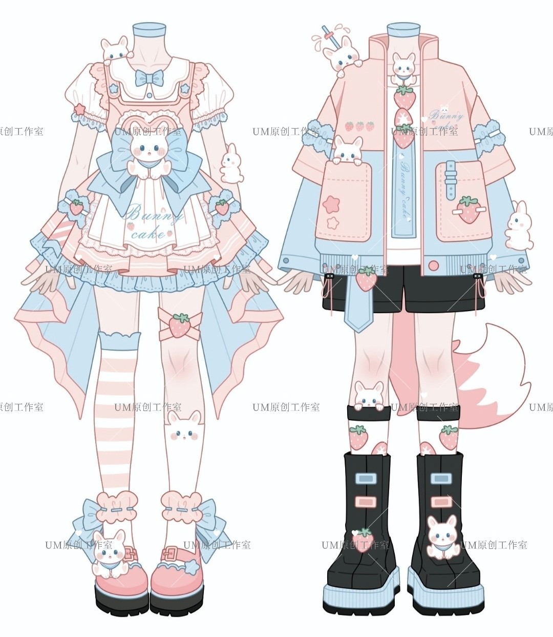 兔兔小姐与狐狸先生情侣装 lolita 原创服装 收藏满500打样