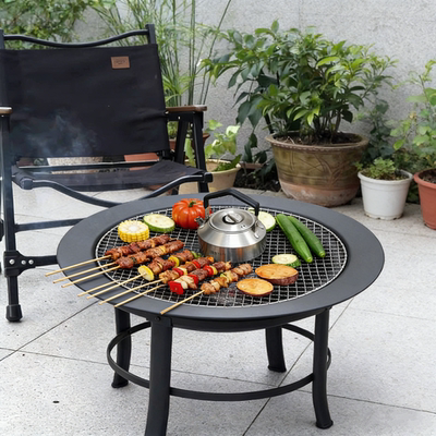 烤火炉围炉煮茶家用篝火盆无烟碳烧烤架户外烧柴烧炭烤肉架取暖盆