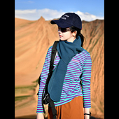 卓尼维斯户外原创条纹休闲运动跑步徒步弹力透气速干衣长袖 T恤女