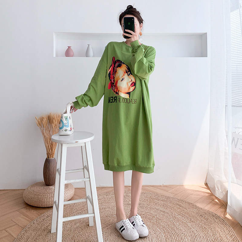 新品孕妇装春装2025春季孕w妇卫衣中长款连衣裙春秋款裙子宽松长