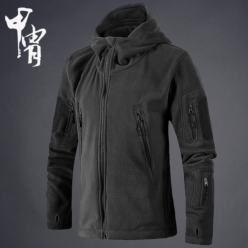 秋冬加绒加厚抓绒外套男冬季摇粒绒卫衣男士大码夹克抓绒衣