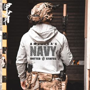 甲胄军事风U.S.NAVY鹰标主题战术连帽卫衣体能卫衣外套