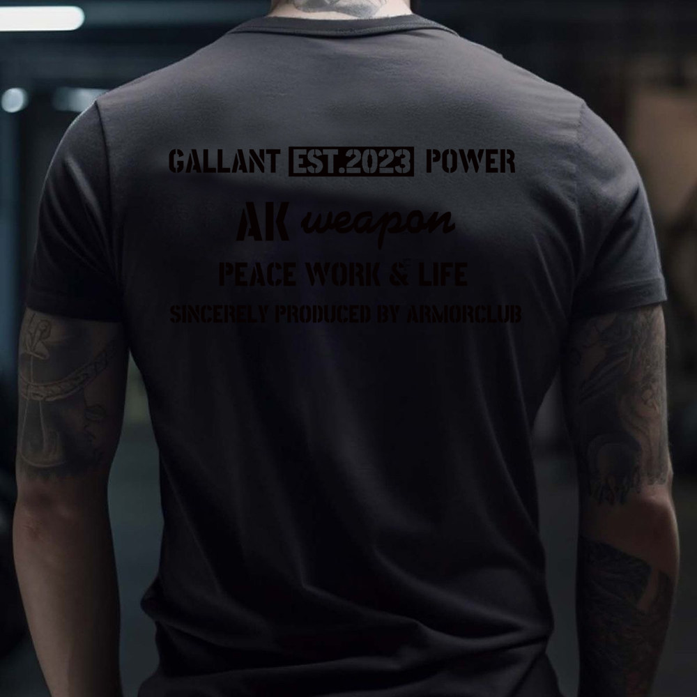 GALLANT黑色标语印花短袖T恤男修身圆领索罗纳冰丝凉感体恤衫