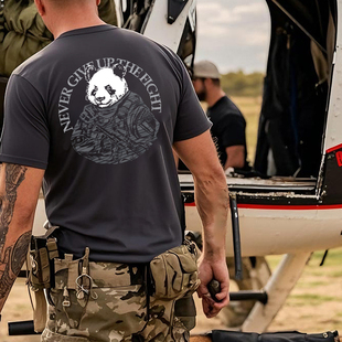 硬汉俱乐部 熊猫战士 勇敢出击 新品T恤户外短袖夏季半袖T恤健身