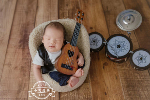 帅气摇滚套装 衣服小飞新生儿摄影道具婴儿宝宝影楼拍照 皮衣哈伦裤