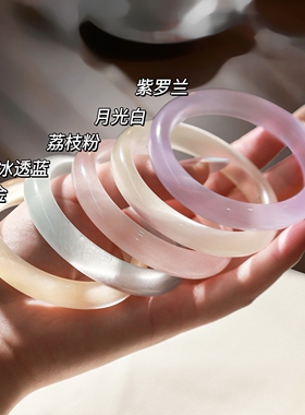 晶东珠宝 冰种猫眼石手镯女高冰白月光玉镯香槟金个性新中式镯子
