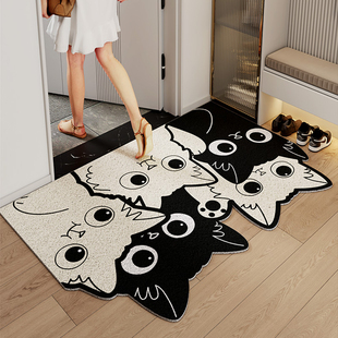 可爱猫咪入户门地垫丝圈PVC防滑脚垫刮沙除尘耐磨进门门垫可裁剪
