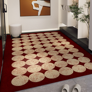 红色高级感垫子入户门耐脏耐磨入室门地垫好打理防滑垫玄关毯定制