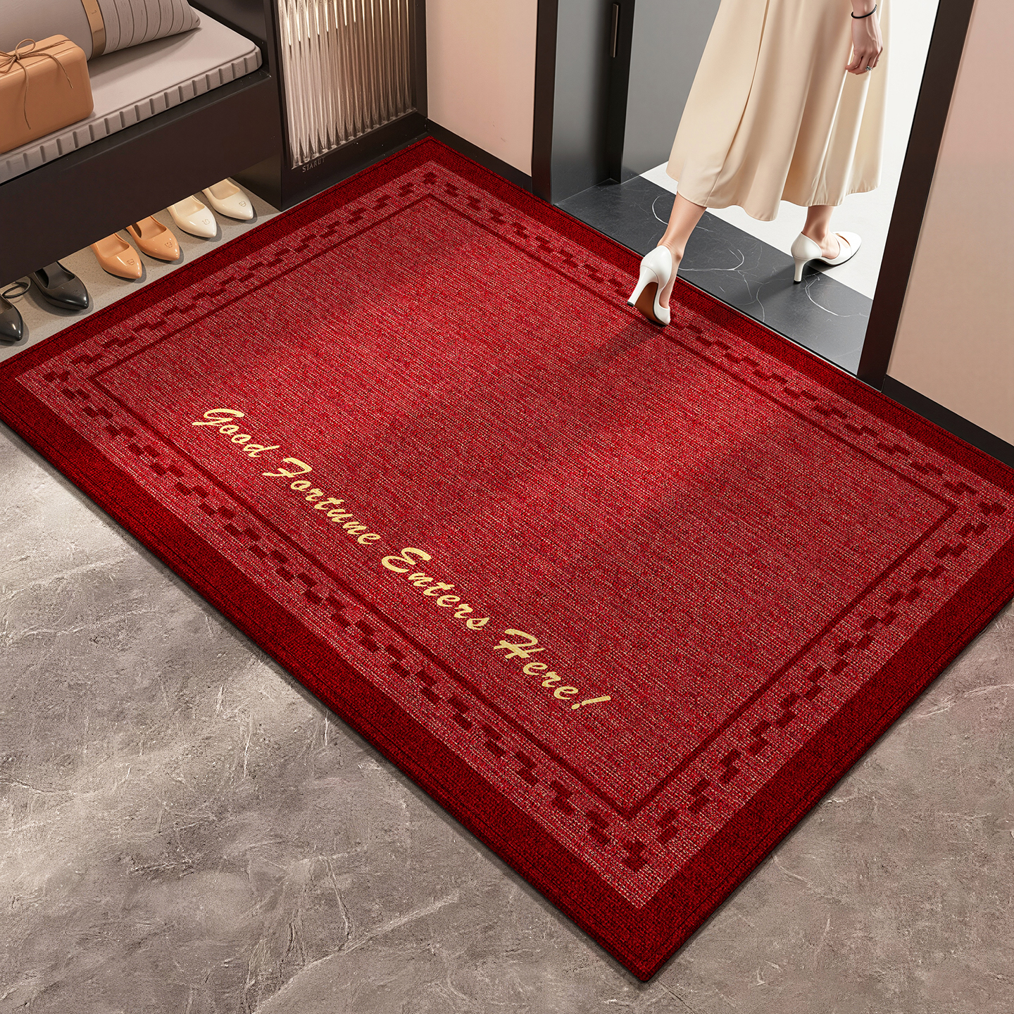 2025新款红色喜庆入户门地垫新年