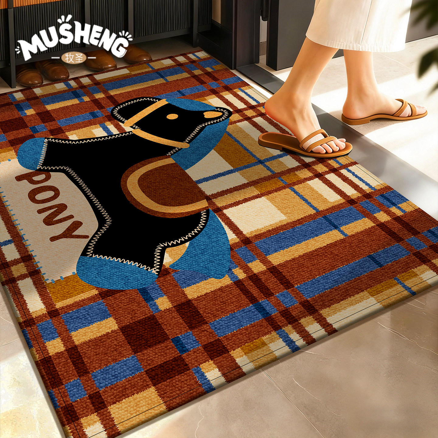 2026新款卡通小马红色喜庆入户地垫家用防滑脚垫玄关进门垫地毯垫,居家布艺,入户地垫,淘宝优惠券,粉丝福利购,淘宝优惠卷