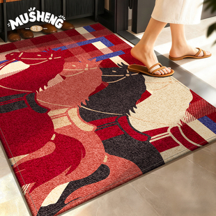 2026新款 马年入户门地垫进门防滑门垫红色脚垫子高级感地毯可定制