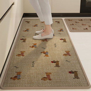 牧圣卡通厨房地垫防滑吸水吸油速干家用脚垫仿亚麻L纹可定制地毯