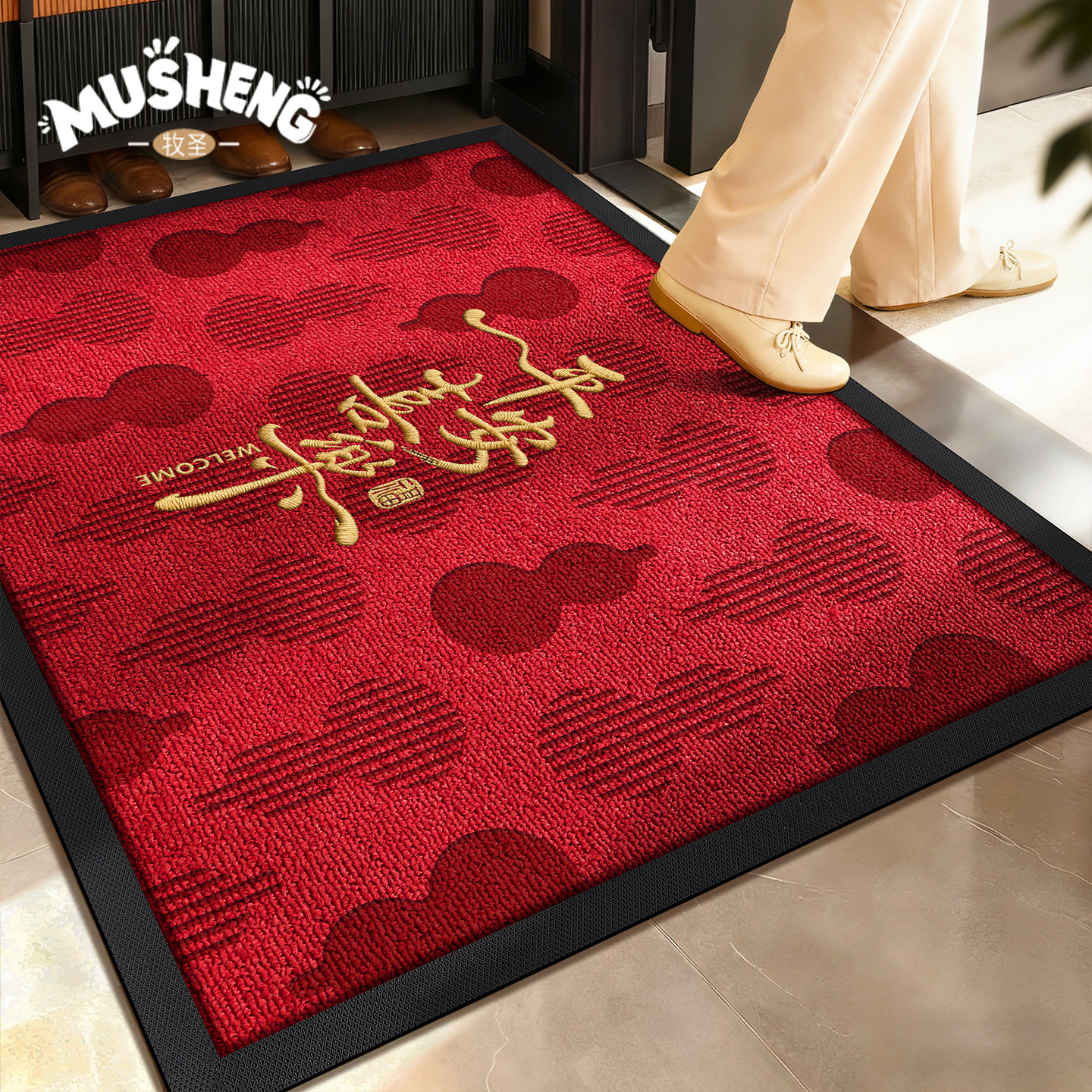 2026新款入户门地垫红色马年刺绣玄关大门口进门脚垫防滑除尘地毯,居家布艺,入户地垫,淘宝优惠券,粉丝福利购,淘宝优惠卷