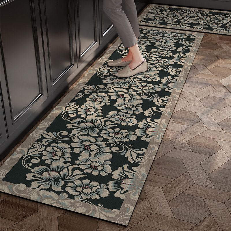 2025新款L形可擦免洗地垫厨房专用防滑防油脚垫复古美式整铺定制,居家布艺,厨房地垫,淘宝优惠券,粉丝福利购,淘宝优惠卷