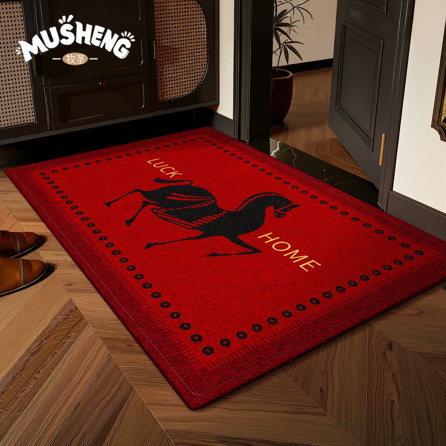 2026马年红色喜庆入户门地垫家用玄关进门垫耐脏耐磨地毯可裁剪,居家布艺,入户地垫,淘宝优惠券,粉丝福利购,淘宝优惠卷