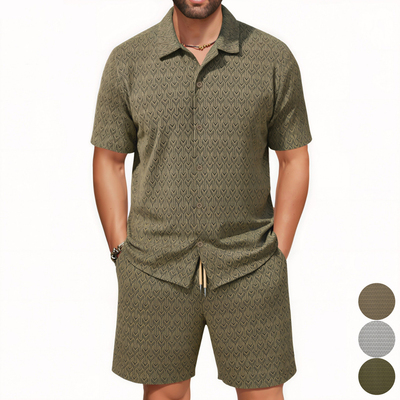 2026春夏新款夏威夷沙滩度假印花短袖衬衣休闲短裤套装男Men suit