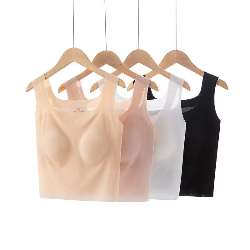 白色抹胸女带胸垫超薄款内搭文胸一体美背内衣夏季肉色吊带小背心