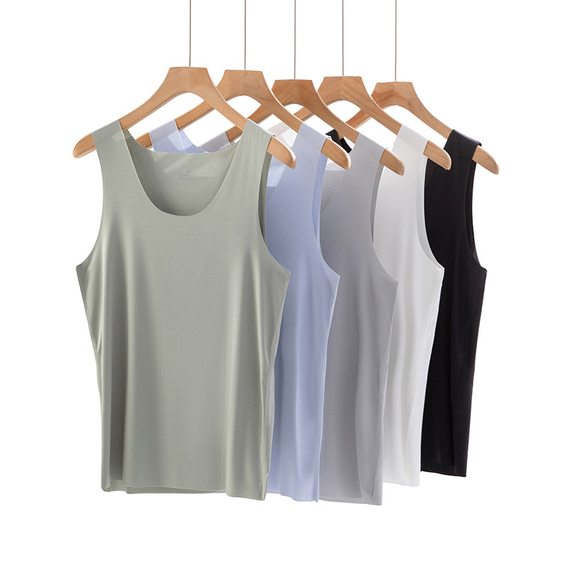 100支莫代尔背心无痕冰丝夏薄款打底内搭无袖男跨栏汗衫吊带睡衣