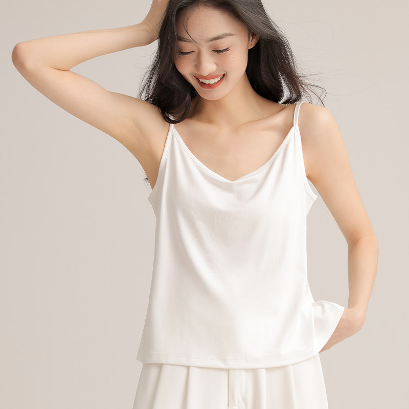 100支莫代尔背心女士吊带白色无袖上衣显瘦大码外穿内搭夏季打底