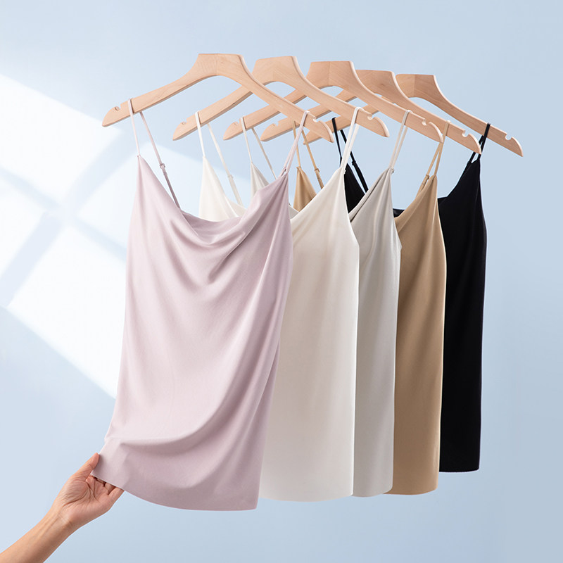 荡领细肩带莫代尔宽松抹胸美背内衣带胸垫内搭吊带背心女夏天薄款
