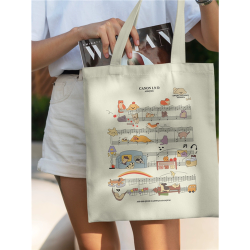 原创设计初中生2025年夏季新款可爱乐谱单肩帆布包袋可定制logo