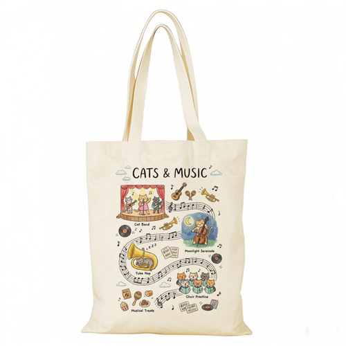 钢琴猫和乐谱帆布包音乐剧文创帆布袋定制手提大容量环保购物袋