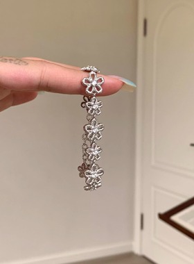 【星悦】新中式银色蕾丝花环手链小众设计复古风手饰轻奢高级感