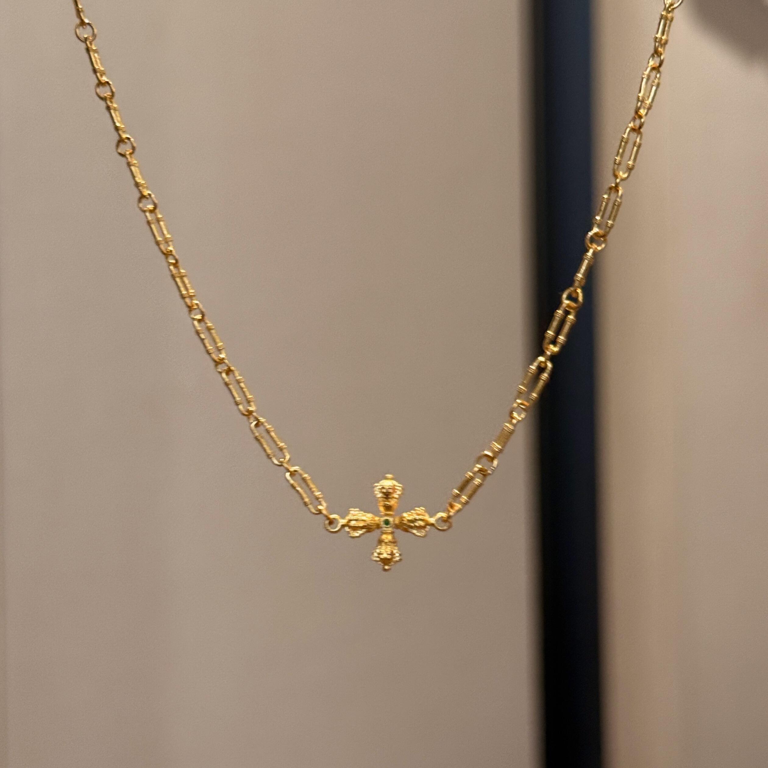 【星悦】新中式黄金色金刚杵项链女小众设计复古风锁骨链轻奢饰品