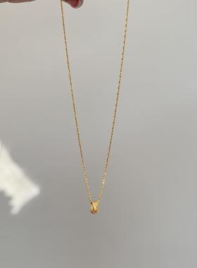 新中式三生环黄金色项链小众设计精致复古风锁骨链轻奢高级感饰品