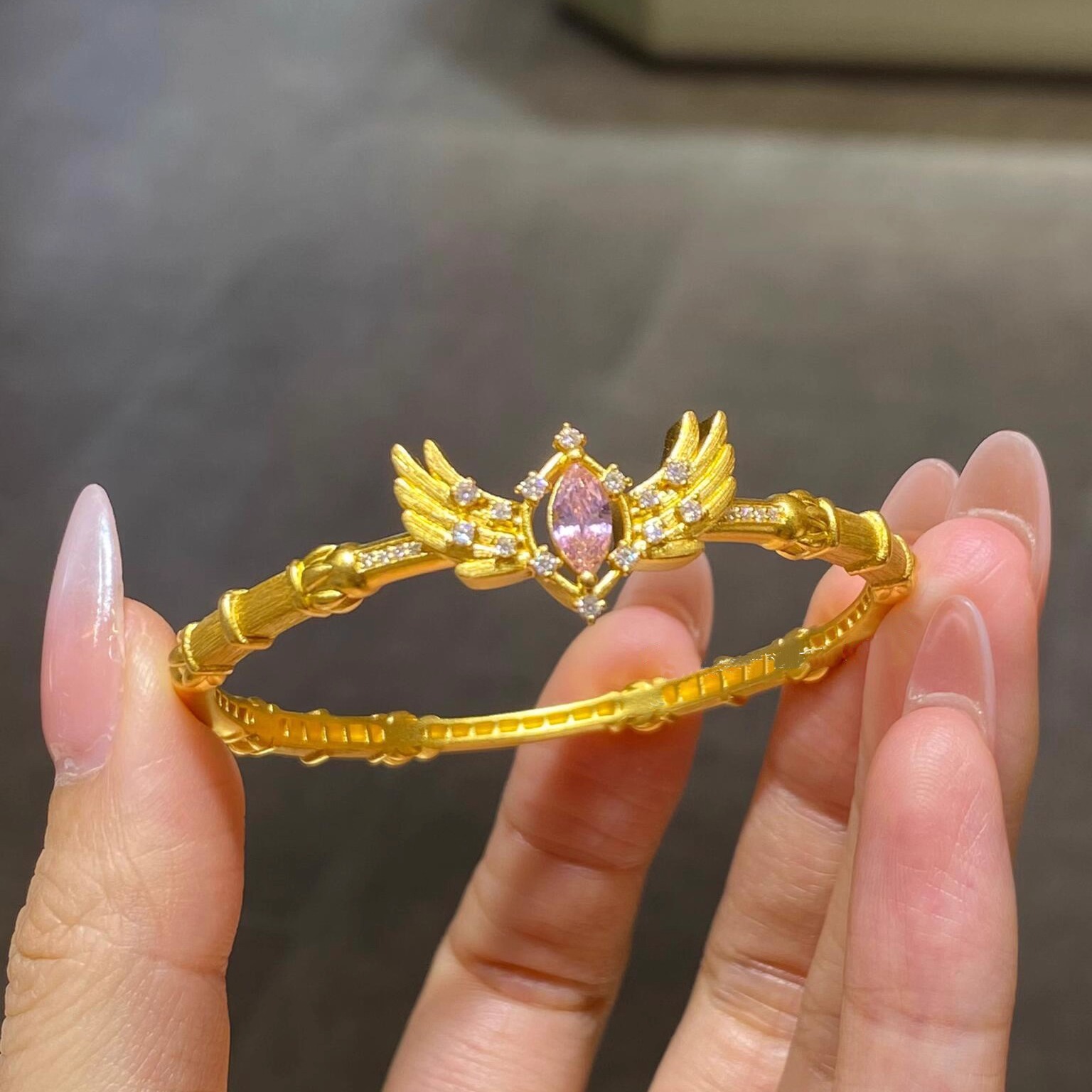 金色点钻魔法权杖少女手镯复古小众设计新中式国风高级感手饰