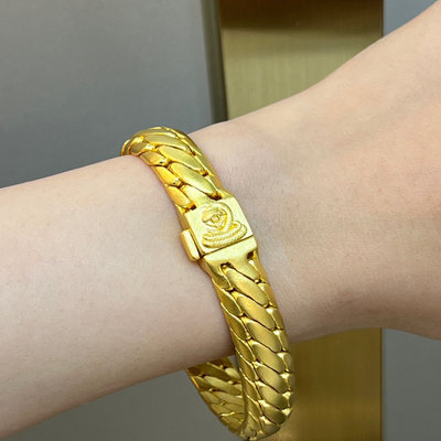 古法色金色三马鞭手链双马鞭手链金色本命年手链男送男友气质时尚