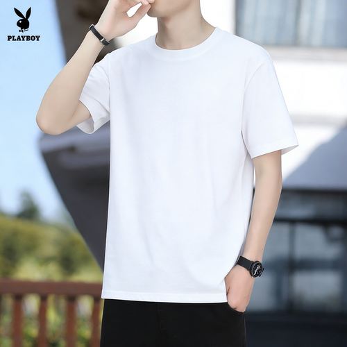 花花公子重磅纯棉亲肤短袖T恤男