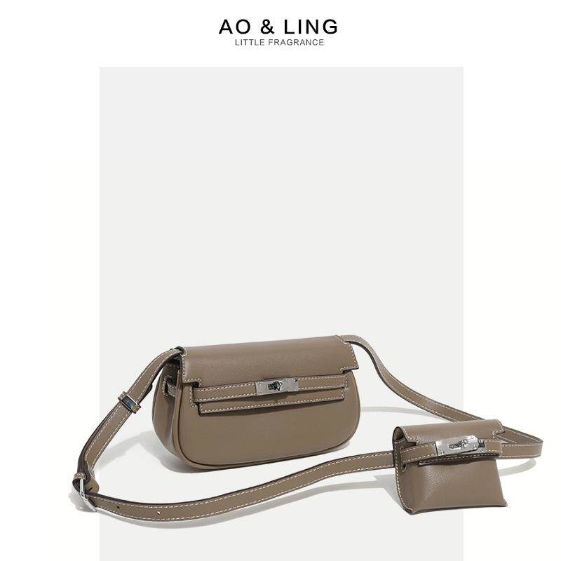 2025新款二合一子母包单肩斜挎包马鞍包汤圆包双子星腋下包凯利包