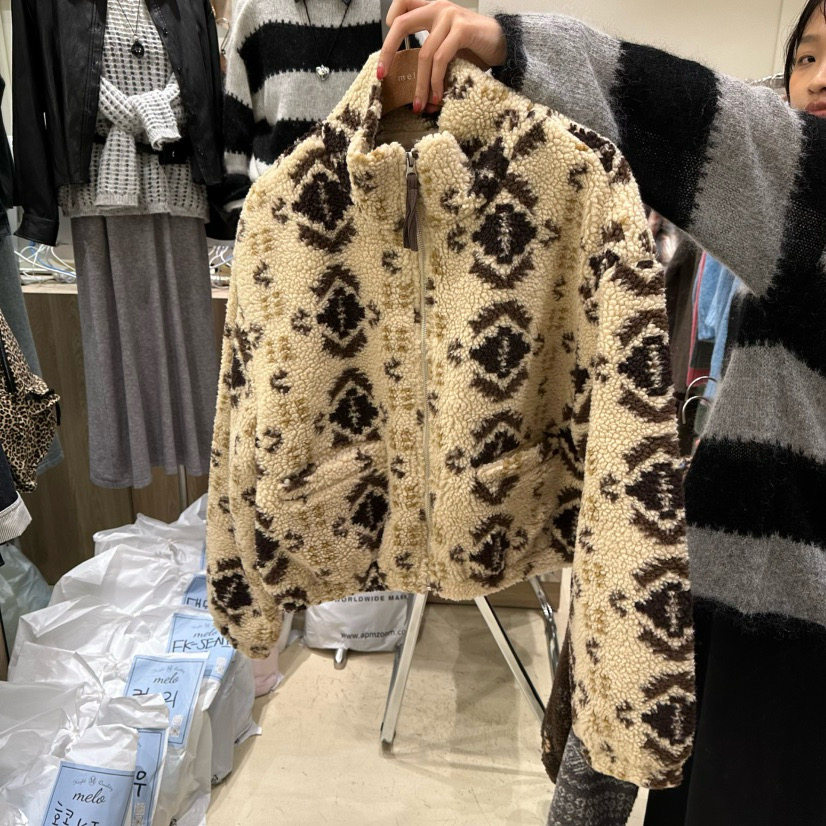 MELO 韩国直邮东大门正品代购2025秋冬新款加绒羊羔毛外套女