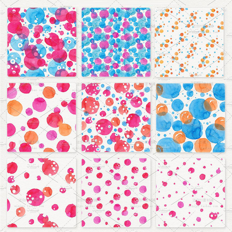 161号水彩不规则涂鸦彩色圆点水墨水玉图案纹理背景高清设计素材