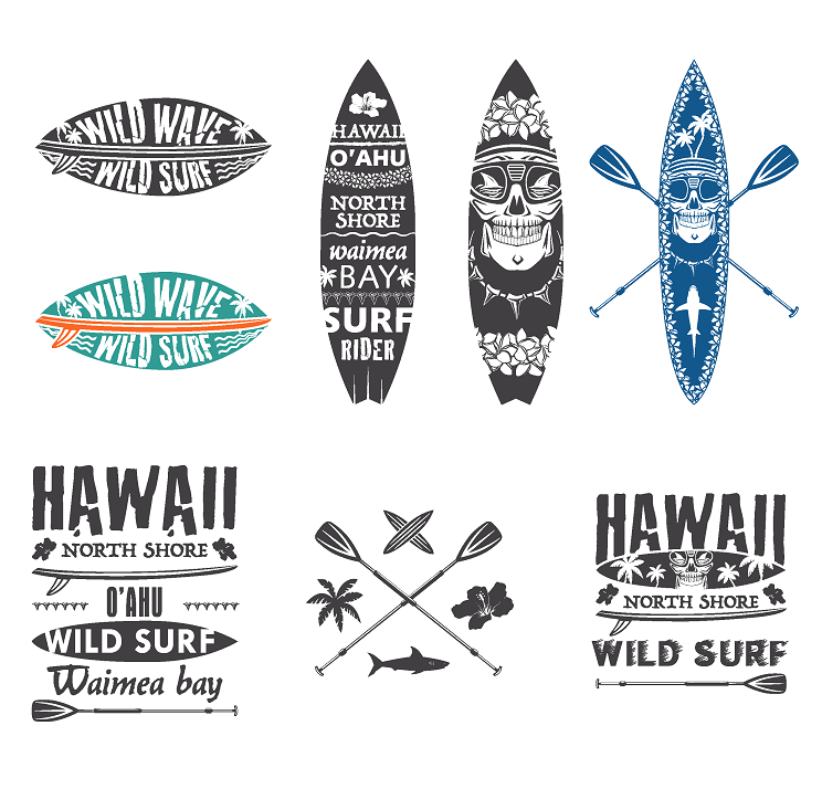 surfing冲浪帆板运动滑板协会logo标志画册单页 eps矢量设计素材