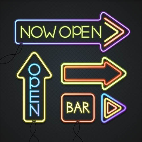 梦幻绚丽导视系统牌面方向箭头标志 装饰图案背景eps矢量设计素材