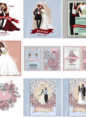 #婚礼服婚纱婚庆邀请卡片请柬喜帖背景封面喷绘矢量设计素材