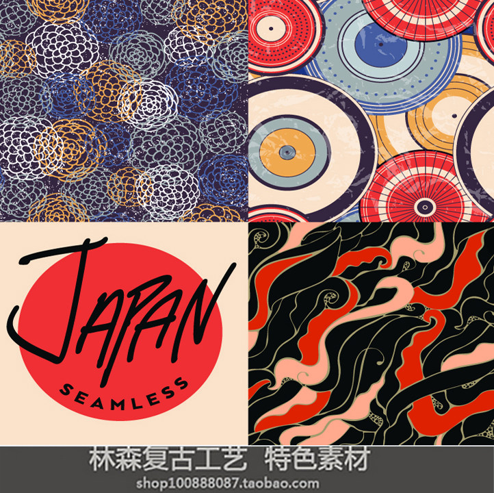 森/日本传统和风图样图案花纹背景ai矢量素材 产品包装背景素材