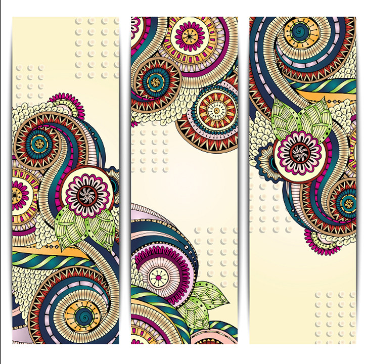 民族风格★创意装饰复古花纹肌理 圆形创意背景 eps矢量设计素材