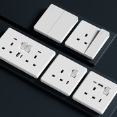 港澳开关插座面板86型暗装 白色13A带type c快充家用墙壁电源插座