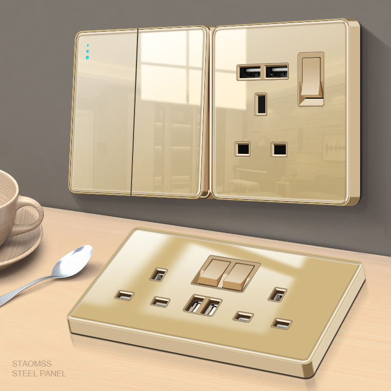 墙壁香港插座玻璃面板