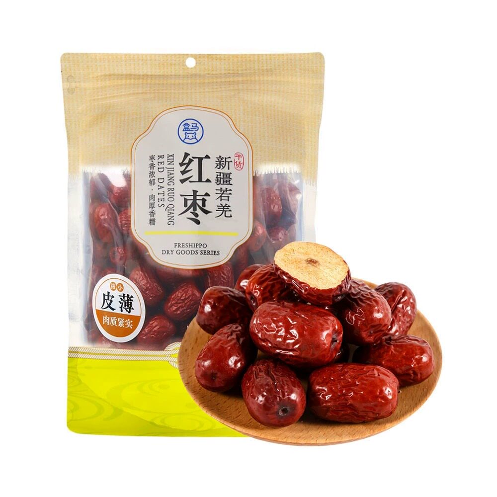 代购盒马若羌红枣 500g 核小皮薄肉质紧实国汤羹靓粥 口感香