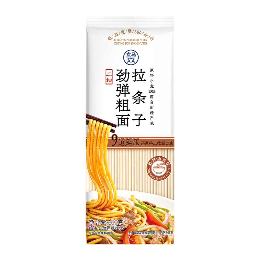 盒马代购拉条子劲弹粗面600g新疆小麦100%炒拌汤俱佳9道延压工艺图片