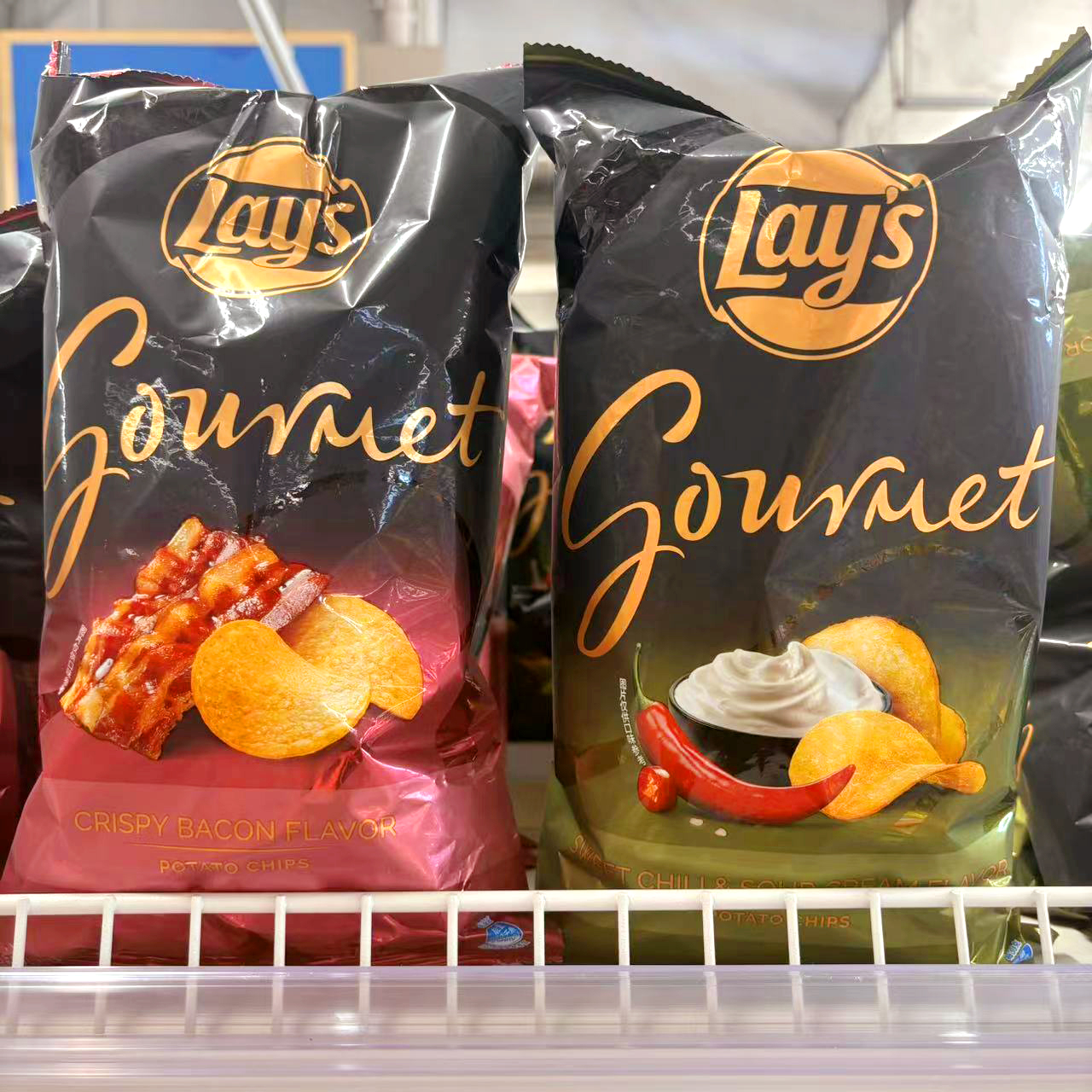 Lay's/乐事 Gourmet 甜辣酸奶油味/酥脆培根味100g片片酥脆