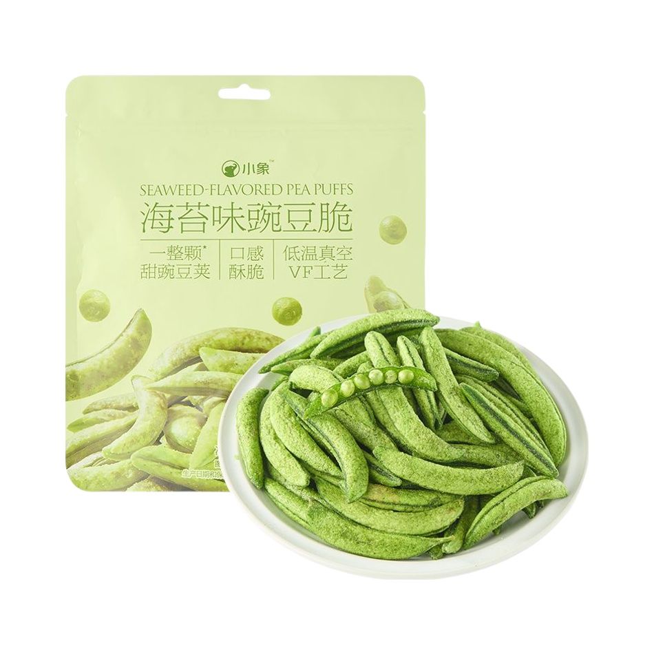 代购小象海苔味豌豆脆80g口感酥脆低温真空VF工艺高膳食纤维