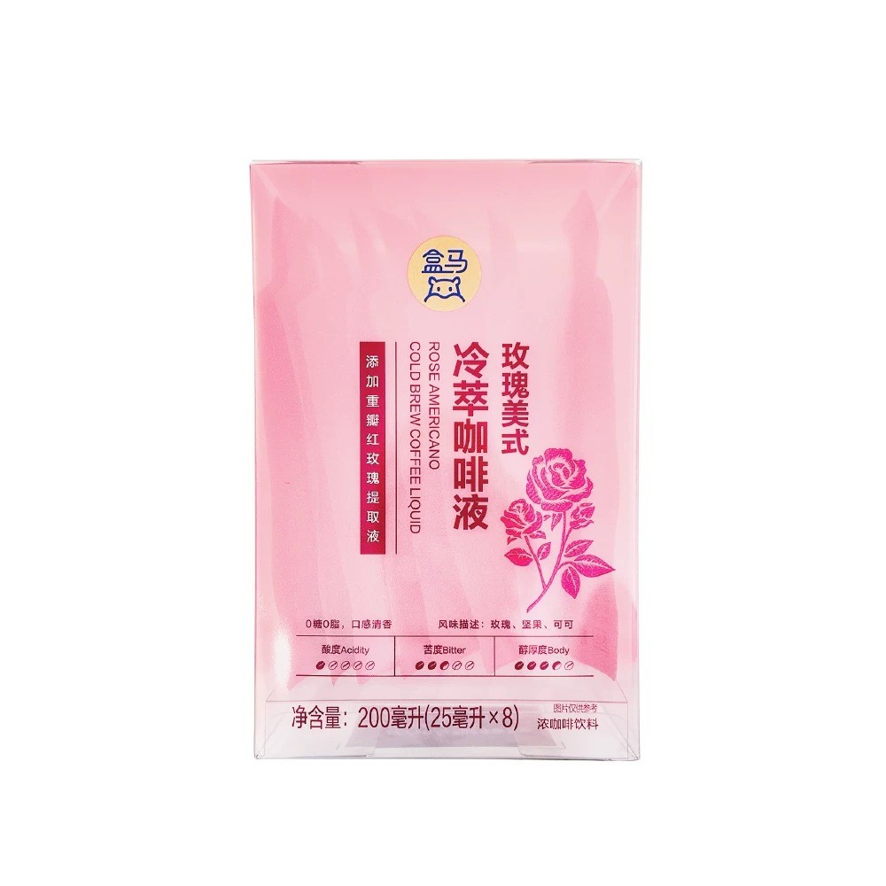 盒马代购玫瑰美式冷萃咖啡液25ml*8添加重瓣红玫瑰提取液口感清香图片