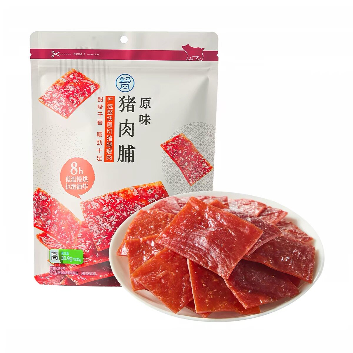 代购盒马原味猪肉脯238g袋装零食肉质精瘦整切猪腿肉好吃盒马新品